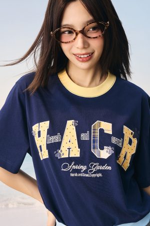 Cool Feeling Color-Block Patch Embroidery Sorona Short-Sleeve T-Shirt for Kids - Fun Summer Style