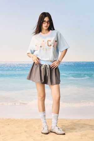 Cool Feeling Color-Block Patch Embroidery Sorona Short-Sleeve T-Shirt for Kids - Fun Summer Style