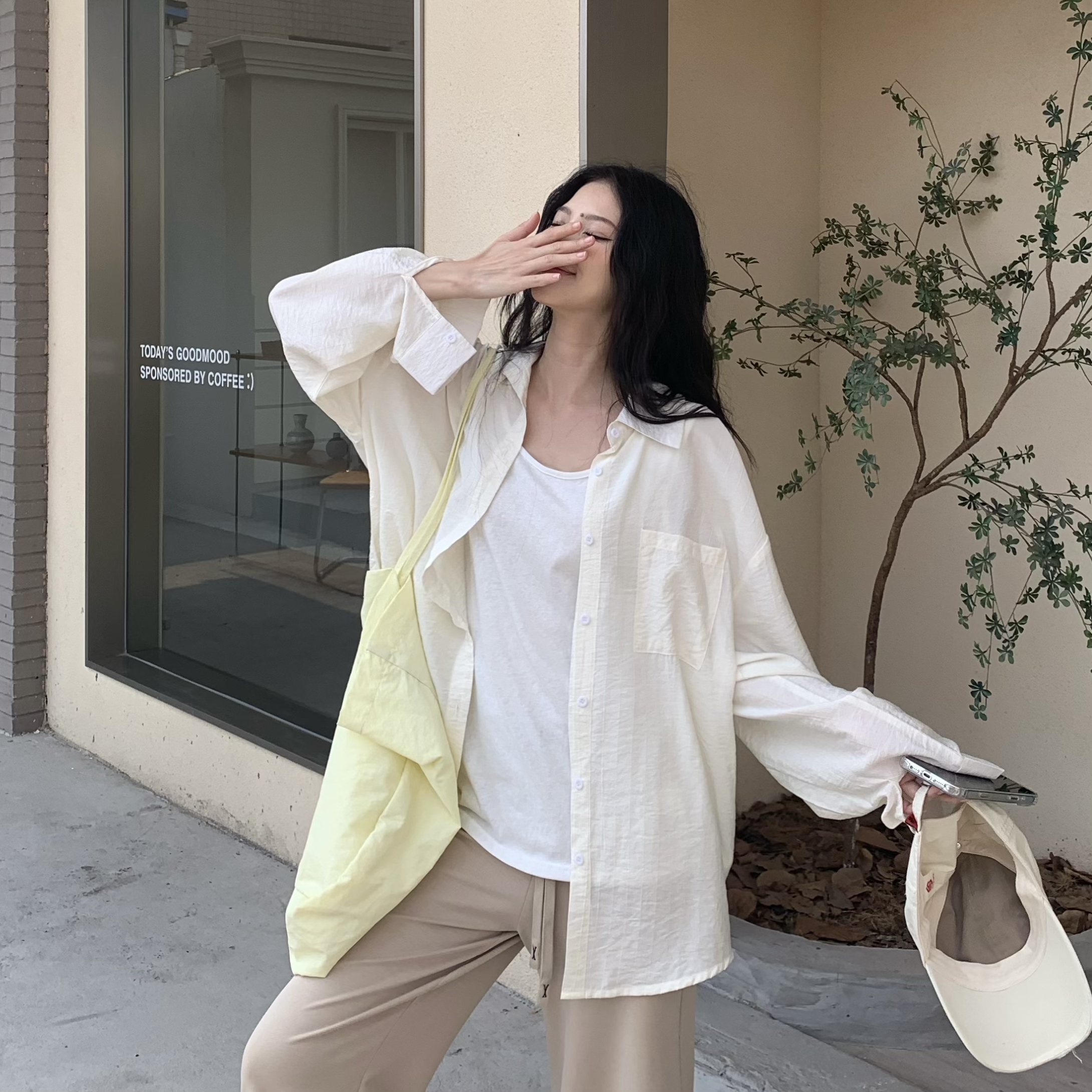 Cool Feeling Green Sunscreen Long Sleeve Shirt for Women - Loose Summer Cardigan Top, Perfect for 90s and Y2K Style Cool Feeling Green Sunscreen Long Sleeve Shirt for Women - Loose Summer Cardigan Top, Perfect for 90s and Y2K Style