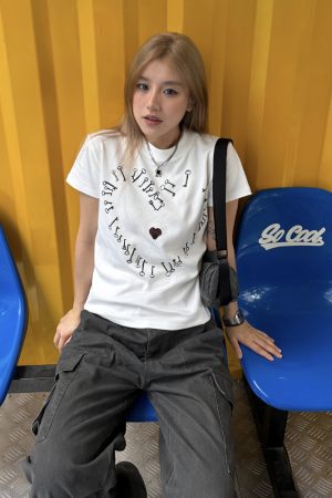 Cropped Retro Short-Sleeve T-Shirt for Women, Loose American Style Summer Streetwear Top