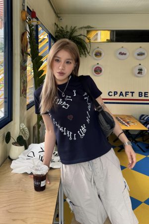 Cropped Retro Short-Sleeve T-Shirt for Women, Loose American Style Summer Streetwear Top