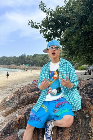 Custom American Letter Print Wide-Leg Five-Point Shorts for Men and Women - Summer Loose Casual Beach Shorts, Y2K Style