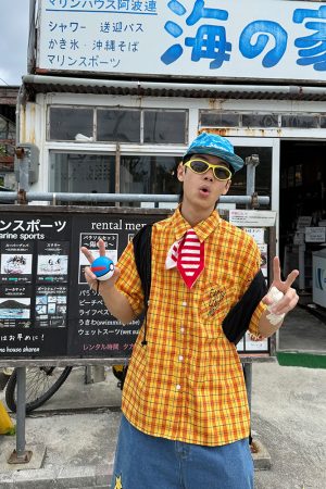 Custom American Striped Color-Block Short-Sleeve Shirt for Men and Women, Summer Loose Casual Streetwear