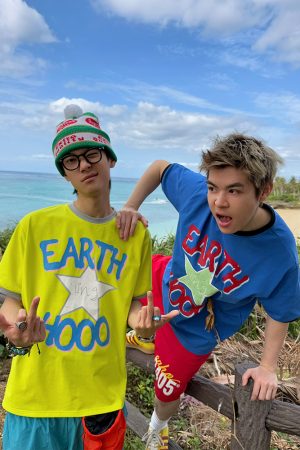 Custom American Style Fun Letter Star Print Short Sleeve T-Shirt for Men and Women, Summer Loose Casual Unisex Top