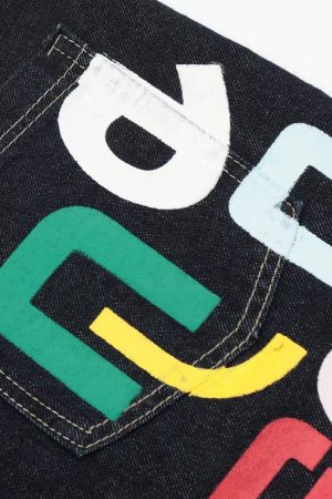 Custom Color Printed Washable Seven-Point Denim Shorts for Men and Women, Straight Loose Wide-Leg Summer Fashion Style