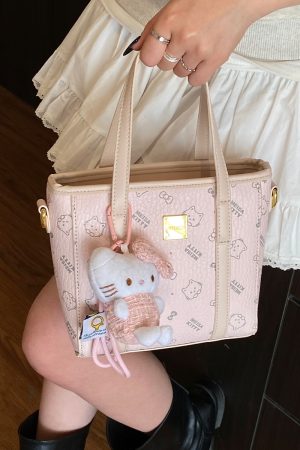 Cute Cartoon Bear Printed Crossbody Bag for Girls - Trendy Vegetable Basket Design, High-End Shoulder Bag for 2025 Fashion