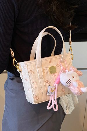 Cute Cartoon Bear Printed Crossbody Bag for Girls - Trendy Vegetable Basket Design, High-End Shoulder Bag for 2025 Fashion