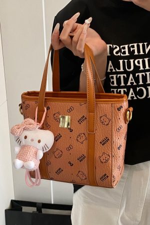 Cute Cartoon Bear Printed Crossbody Bag for Girls - Trendy Vegetable Basket Design, High-End Shoulder Bag for 2025 Fashion