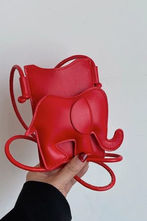 Cute Elephant Print Lightweight Red Mini Crossbody Bag for Women - Summer 2025 Fashion Accessory