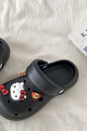 Cute Kitty Cat Hole Shoes for Women - Summer 2025 Thick Bottom Non-Slip Closed-Toe Slippers for Outdoor Y2K Style