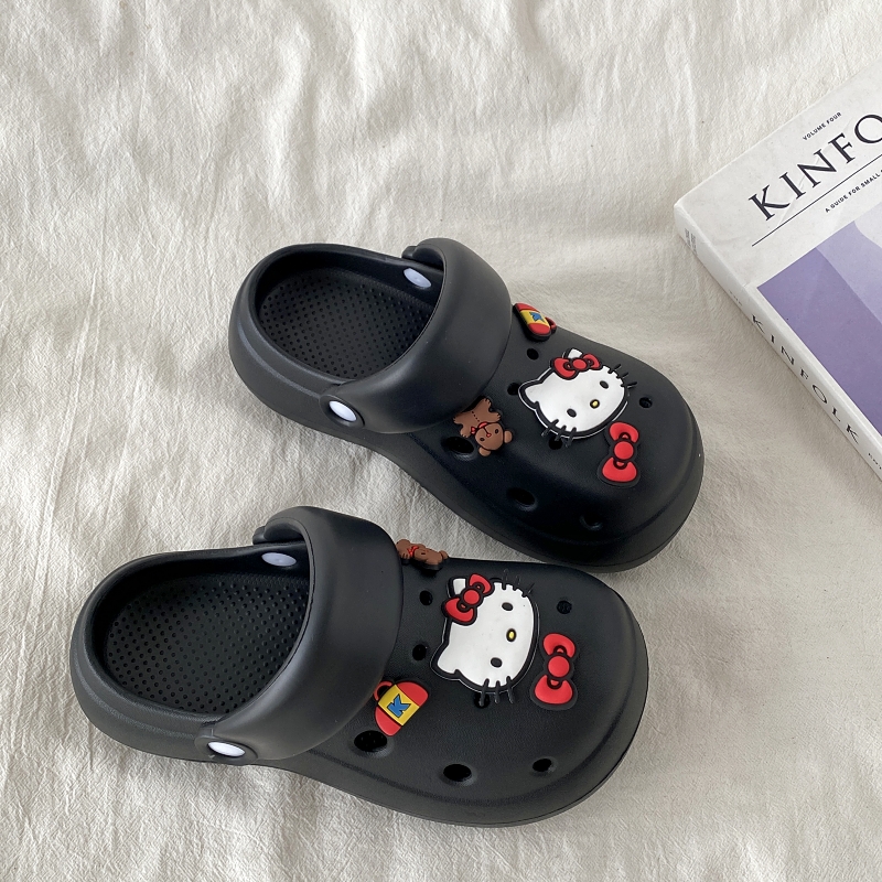 Cute Kitty Cat Hole Shoes for Women - Summer 2025 Thick Bottom Non-Slip Closed-Toe Slippers for Outdoor Y2K Style