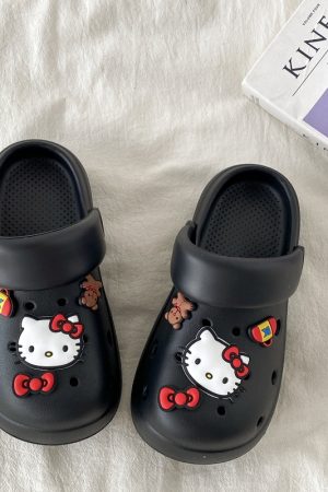 Cute Kitty Cat Hole Shoes for Women - Summer 2025 Thick Bottom Non-Slip Closed-Toe Slippers for Outdoor Y2K Style