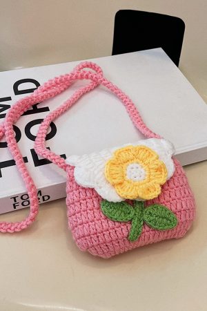 Cute Knitted Crossbody Mini Bag for Women | 2025 New Style Woven Yarn Small Bag for Kids | Trendy Fashion Accessory