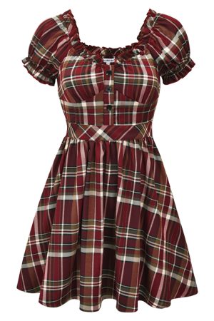 Cute Retro V-Neck Puff Sleeve Plaid Dress for Women - High Waist Flared A-Line Skirt, Age-Reducing 90s Inspired Fashion