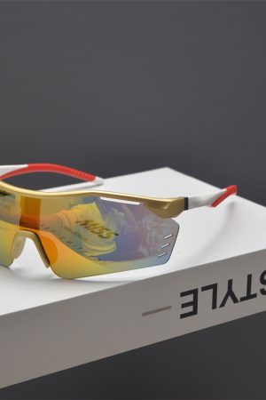 Cyberpunk Futuristic Unisex Outdoor Cycling Sunglasses with Windproof Design and Colorful Laser Lenses