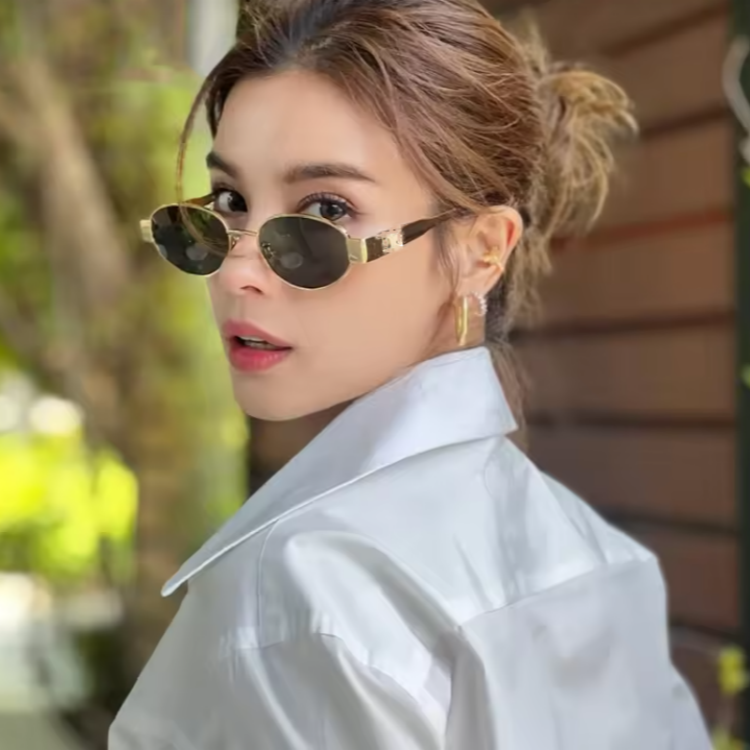 Cyberpunk Oval Metal Letter Sunglasses for Women - High-End Korean Style Retro Hip-Hop Eyewear - European & American Fashion Cyberpunk Oval Metal Letter Sunglasses for Women - High-End Korean Style Retro Hip-Hop Eyewear - European & American Fashion