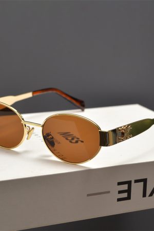 Cyberpunk Oval Metal Letter Sunglasses for Women - High-End Korean Style Retro Hip-Hop Eyewear - European & American Fashion