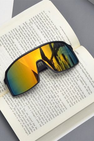 Cyberpunk Oversized Colorful Sunglasses for Men and Women - Trendy Futuristic Style for Skiing, Cycling, and Outdoor Activities