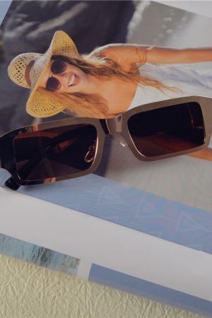 Cyberpunk Rectangular Sunglasses for Men & Women - Trendy Hip-Hop & European-American Style, Ideal for Round Faces