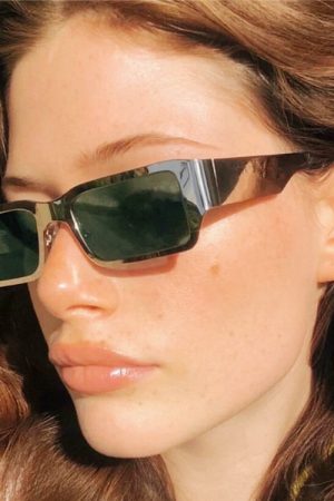 Cyberpunk Rectangular Sunglasses for Men & Women - Trendy Hip-Hop & European-American Style, Ideal for Round Faces