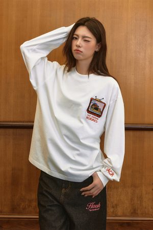 Dachshund's Believer Velcro Long Sleeve T-Shirt - Cute Graphic Tee for Dog Lovers, Y2K Style, Comfortable Casual Wear