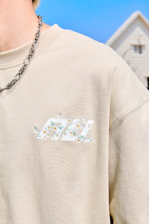 Daisy Embroidered Letter Short Sleeve T-Shirt for Couples - Vintage 90s Unisex Summer Style