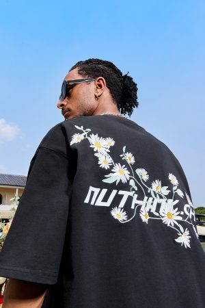 Daisy Embroidered Letter Short Sleeve T-Shirt for Couples - Vintage 90s Unisex Summer Style