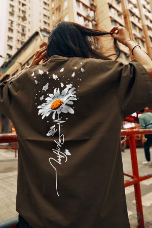 Daisy Print Short Sleeve T-Shirt for Men and Women - 2025 Summer American Streetwear, Trendy Couple Tee, Y2K Style