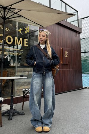 Deconstructed Loose Curved Blade Jeans for Men and Women - Retro American Wash Wide-Leg Casual Pants, Y2K Style