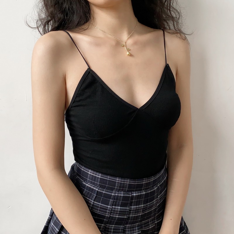 Deep V Ultra-Thin Ribbed Sexy Slim-Fit Camisole for Women - European American Style, Trendy Y2K Fashion Deep V Ultra-Thin Ribbed Sexy Slim-Fit Camisole for Women - European American Style, Trendy Y2K Fashion