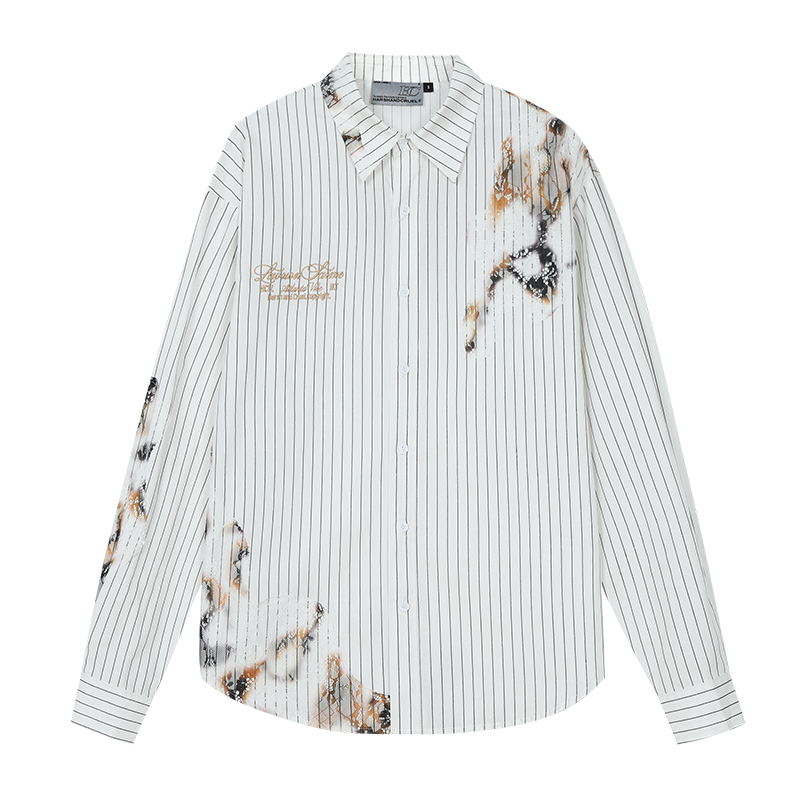 Destroyed Burnt Lace Embroidery Vintage Striped Long Sleeve Shirt - High-End 90s Y2K Inspired Fashion Top Destroyed Burnt Lace Embroidery Vintage Striped Long Sleeve Shirt - High-End 90s Y2K Inspired Fashion Top