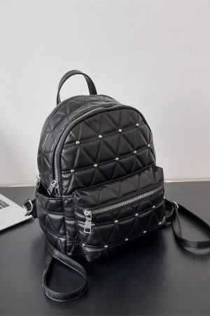 Diamond-Shaped Large Capacity Backpack for Women - Minimalist High-End Style, Fashionable Versatile School Bag for Spring/Summer 2025