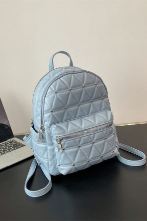 Diamond-Shaped Large Capacity Backpack for Women - Minimalist High-End Style, Fashionable Versatile School Bag for Spring/Summer 2025