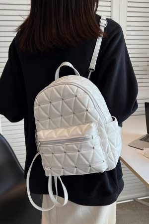 Diamond-Shaped Large Capacity Backpack for Women - Minimalist High-End Style, Fashionable Versatile School Bag for Spring/Summer 2025