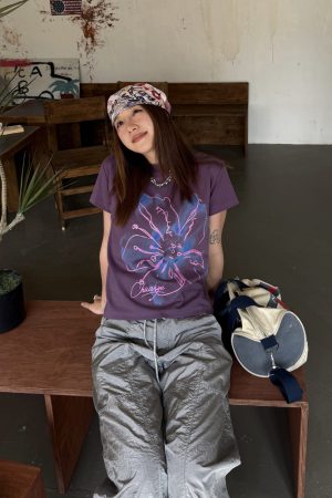 Digital Print Slim Fit Short Sleeve T-Shirt for Women, Summer Crop Top, Casual Style, Y2K Fashion