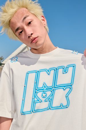 Dopamine Pearl Letter T-Shirt - Vintage American Streetwear, Loose Fit, Short Sleeve, Unisex, 90s Inspired, Trendy 2025 Style