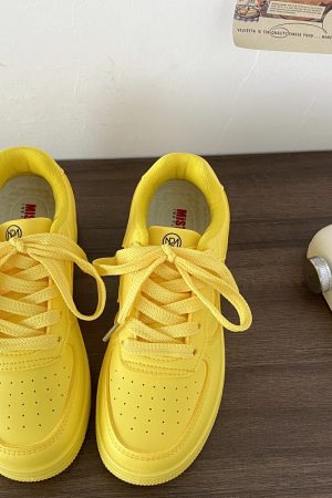 Dopamine Yellow Star Low-Top Sneakers for Women - Versatile Casual Sports Shoes for Spring Summer Trendy Style