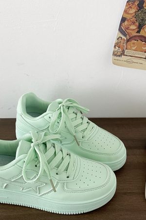 Dopamine Yellow Star Low-Top Sneakers for Women - Versatile Casual Sports Shoes for Spring Summer Trendy Style