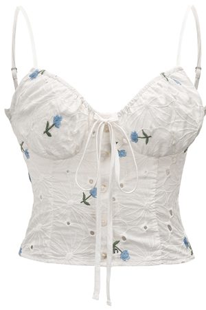 Elegant Vintage Lace Embroidery Strap Top - Handmade Women's Summer Outerwear - French Style Short Top for Effortless Chic