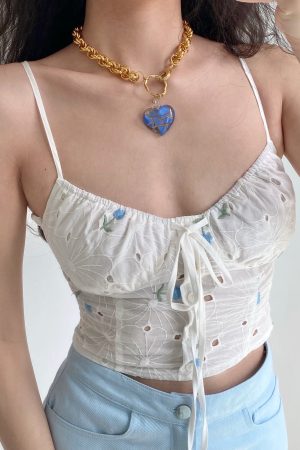 Elegant Vintage Lace Embroidery Strap Top - Handmade Women's Summer Outerwear - French Style Short Top for Effortless Chic