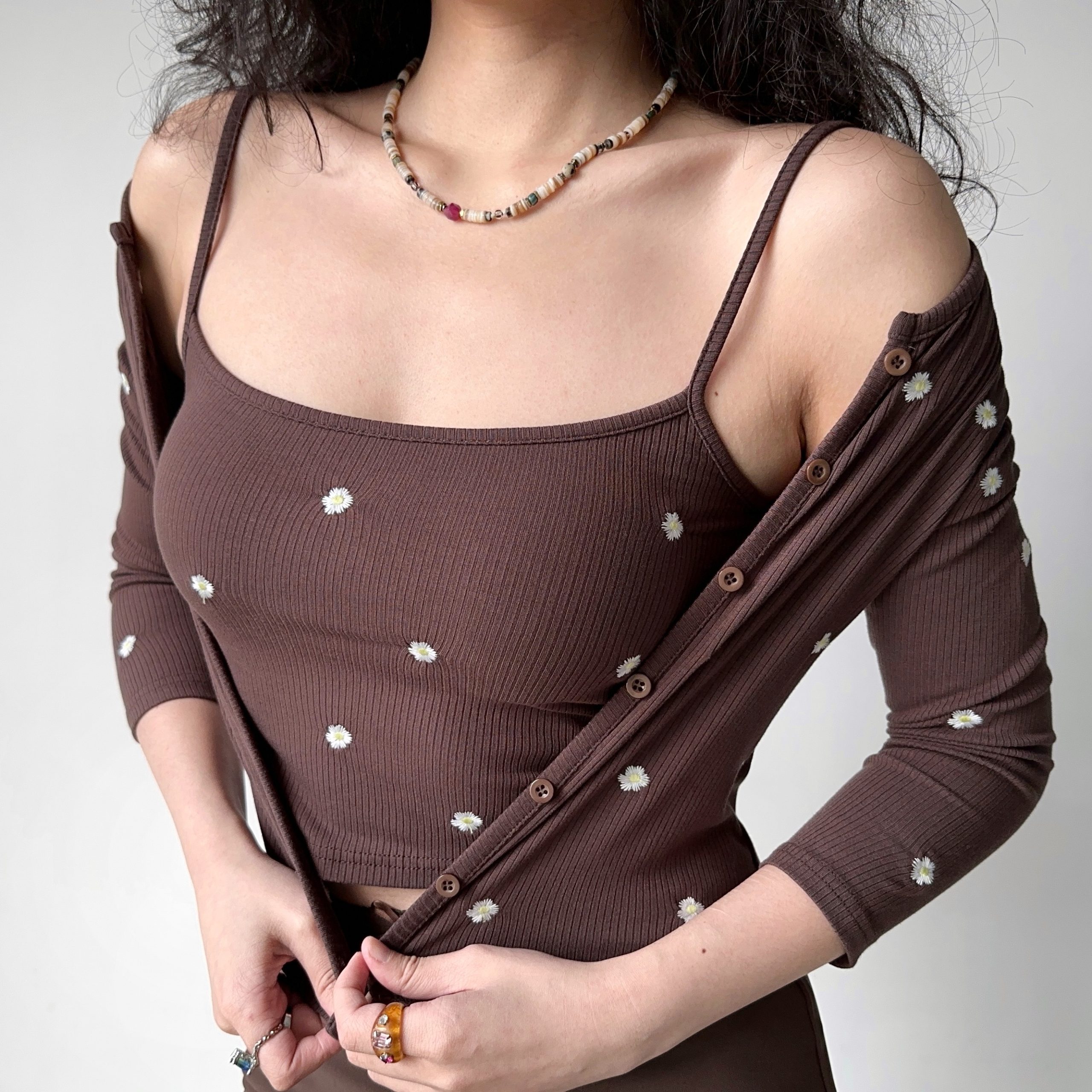 Embroidered Camisole Cardigan Two-Piece Set - Women's Slim Fit Short Sleeve Top in European & American Style, Perfect for Y2K Fashion Embroidered Camisole Cardigan Two-Piece Set - Women's Slim Fit Short Sleeve Top in European & American Style, Perfect for Y2K Fashion