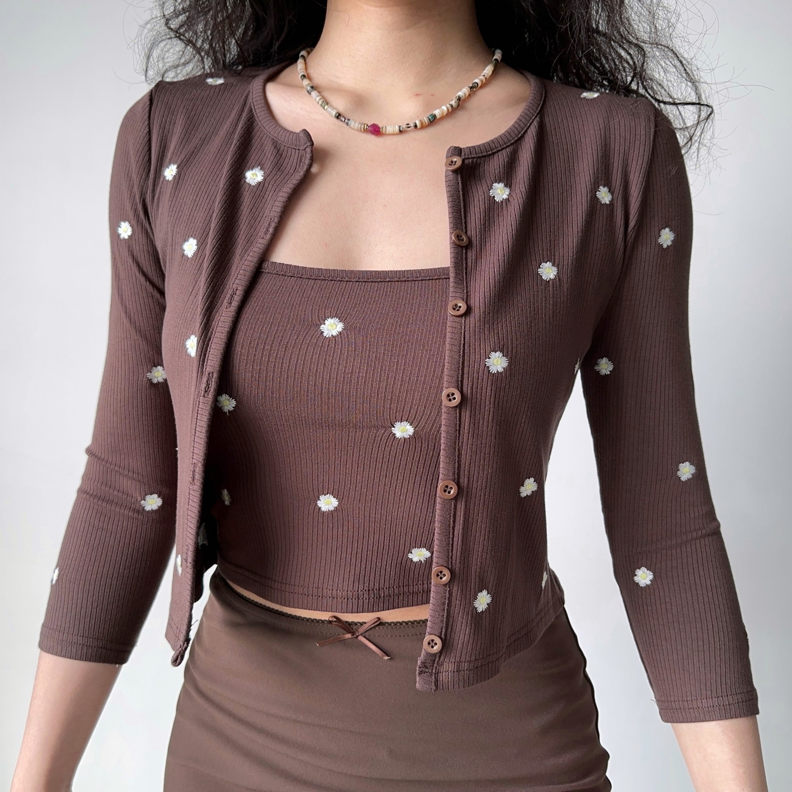 Embroidered Camisole Cardigan Two-Piece Set - Women's Slim Fit Short Sleeve Top in European & American Style, Perfect for Y2K Fashion Embroidered Camisole Cardigan Two-Piece Set - Women's Slim Fit Short Sleeve Top in European & American Style, Perfect for Y2K Fashion