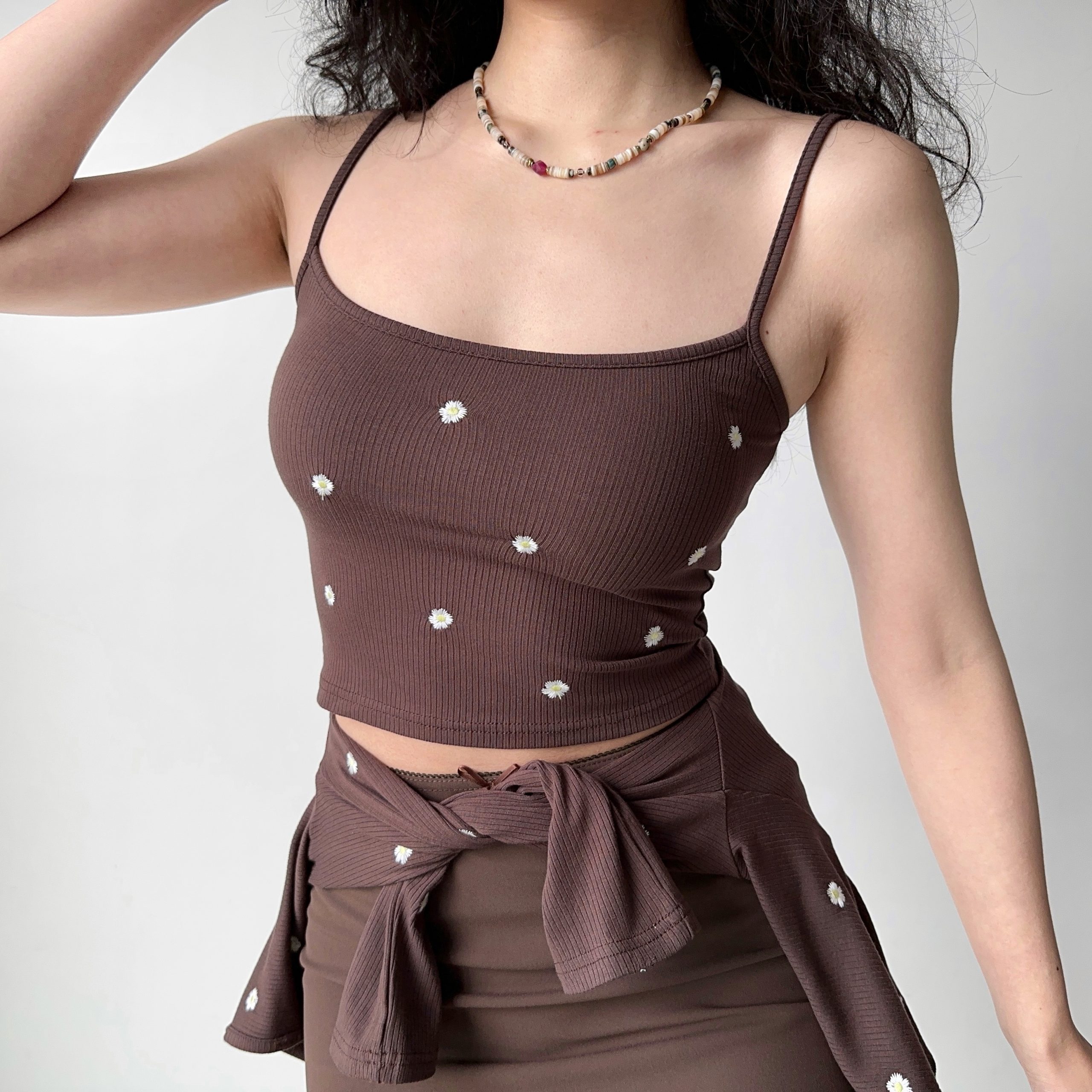 Embroidered Camisole Cardigan Two-Piece Set - Women's Slim Fit Short Sleeve Top in European & American Style, Perfect for Y2K Fashion Embroidered Camisole Cardigan Two-Piece Set - Women's Slim Fit Short Sleeve Top in European & American Style, Perfect for Y2K Fashion