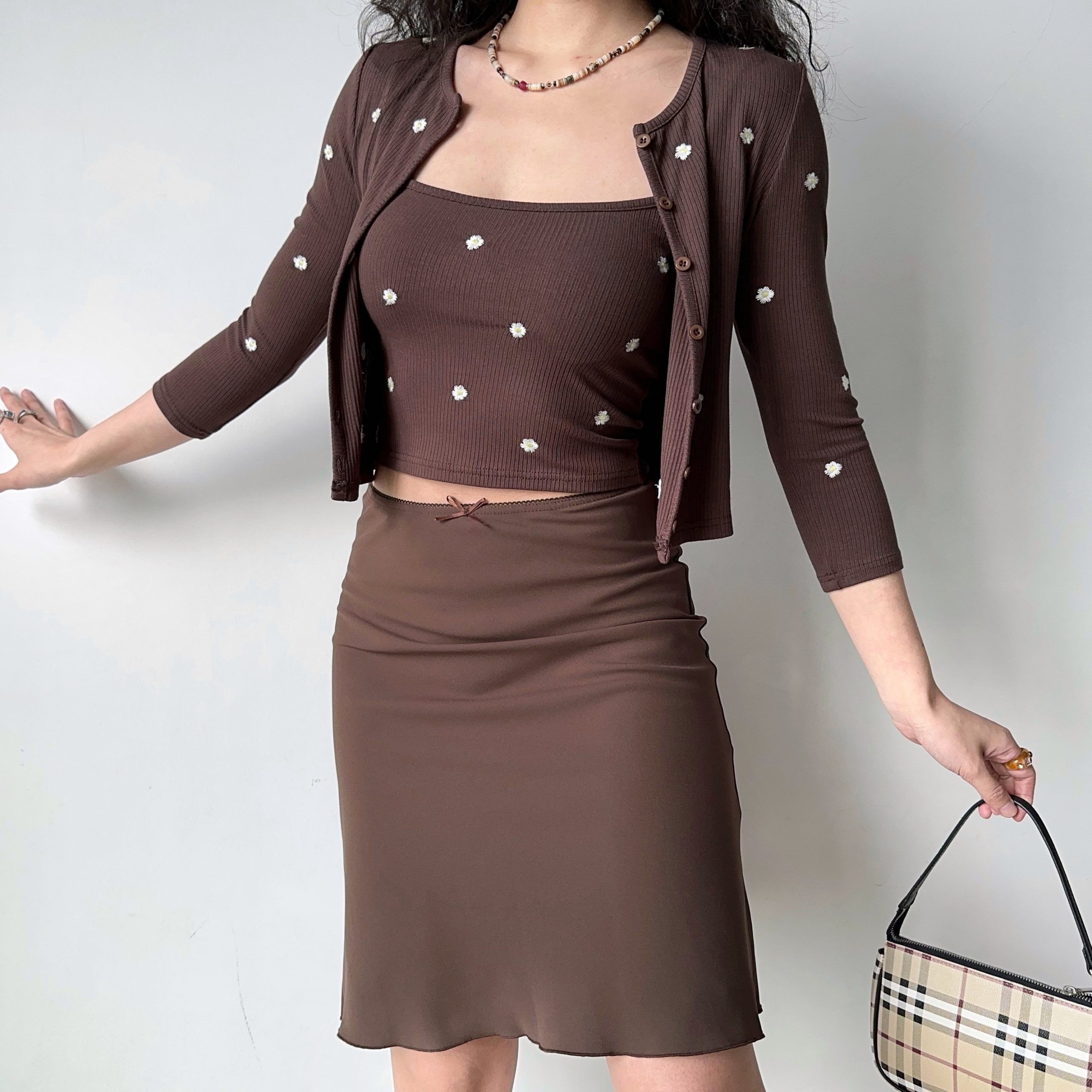 Embroidered Camisole Cardigan Two-Piece Set - Women's Slim Fit Short Sleeve Top in European & American Style, Perfect for Y2K Fashion Embroidered Camisole Cardigan Two-Piece Set - Women's Slim Fit Short Sleeve Top in European & American Style, Perfect for Y2K Fashion