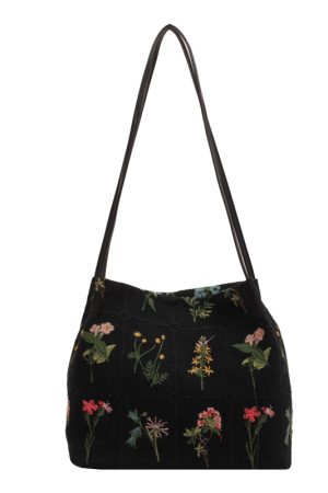 Embroidered Printed Tote Bag for Women - Large Capacity Canvas Shoulder Crossbody Bucket Bag - 2025 Spring/Summer Fashion