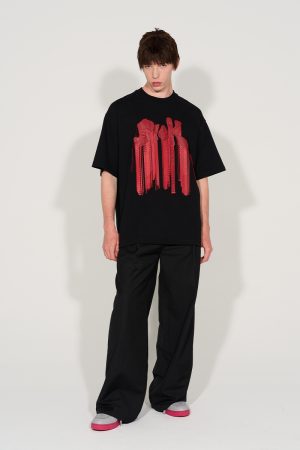 Embroidered Short-Sleeve T-Shirt - Y2K Inspired, Harsh and Cruel Co-Brand, Trendy Graphic Tee for Stylish Outfits