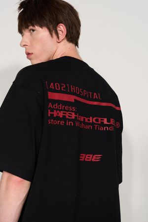 Embroidered Short-Sleeve T-Shirt - Y2K Inspired, Harsh and Cruel Co-Brand, Trendy Graphic Tee for Stylish Outfits