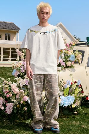 Embroidered Streetwear Short Sleeve T-Shirt, American Vintage Heavyweight Cotton, Loose Fit, 2025 Summer Unisex Fashion