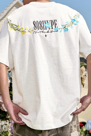 Embroidered Streetwear Short Sleeve T-Shirt, American Vintage Heavyweight Cotton, Loose Fit, 2025 Summer Unisex Fashion