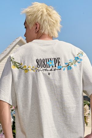 Embroidered Streetwear Short Sleeve T-Shirt, American Vintage Heavyweight Cotton, Loose Fit, 2025 Summer Unisex Fashion